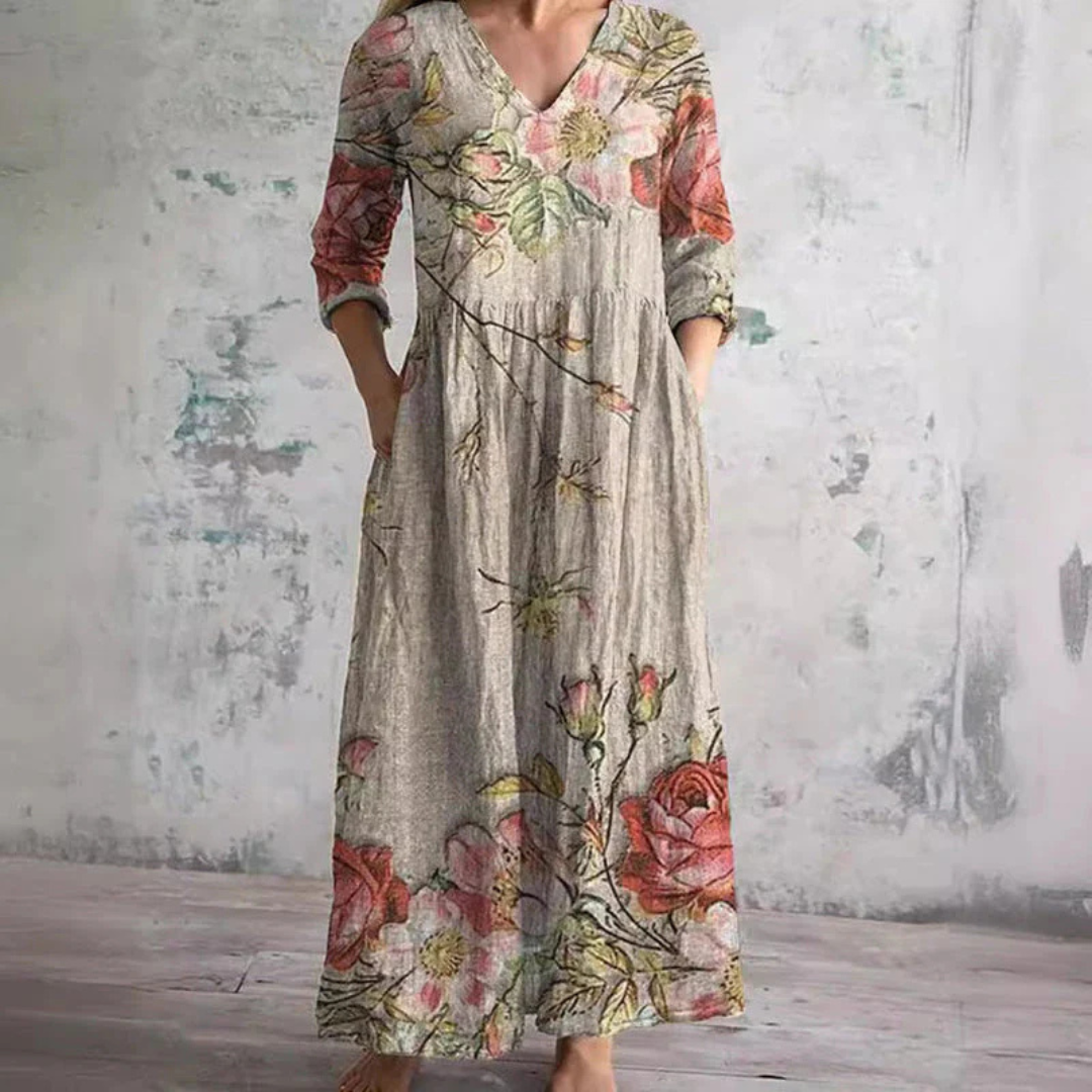Bella™ | Robe Florale d'Été - Beige