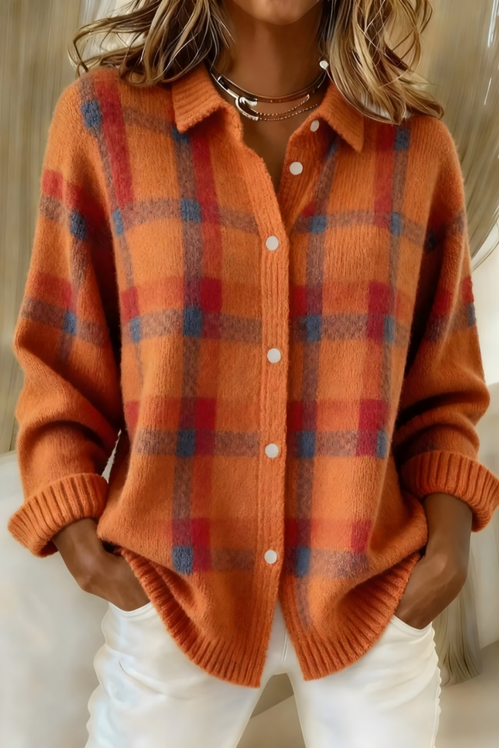 Tesa™ | Cardigan en Maille à Carreaux Doux