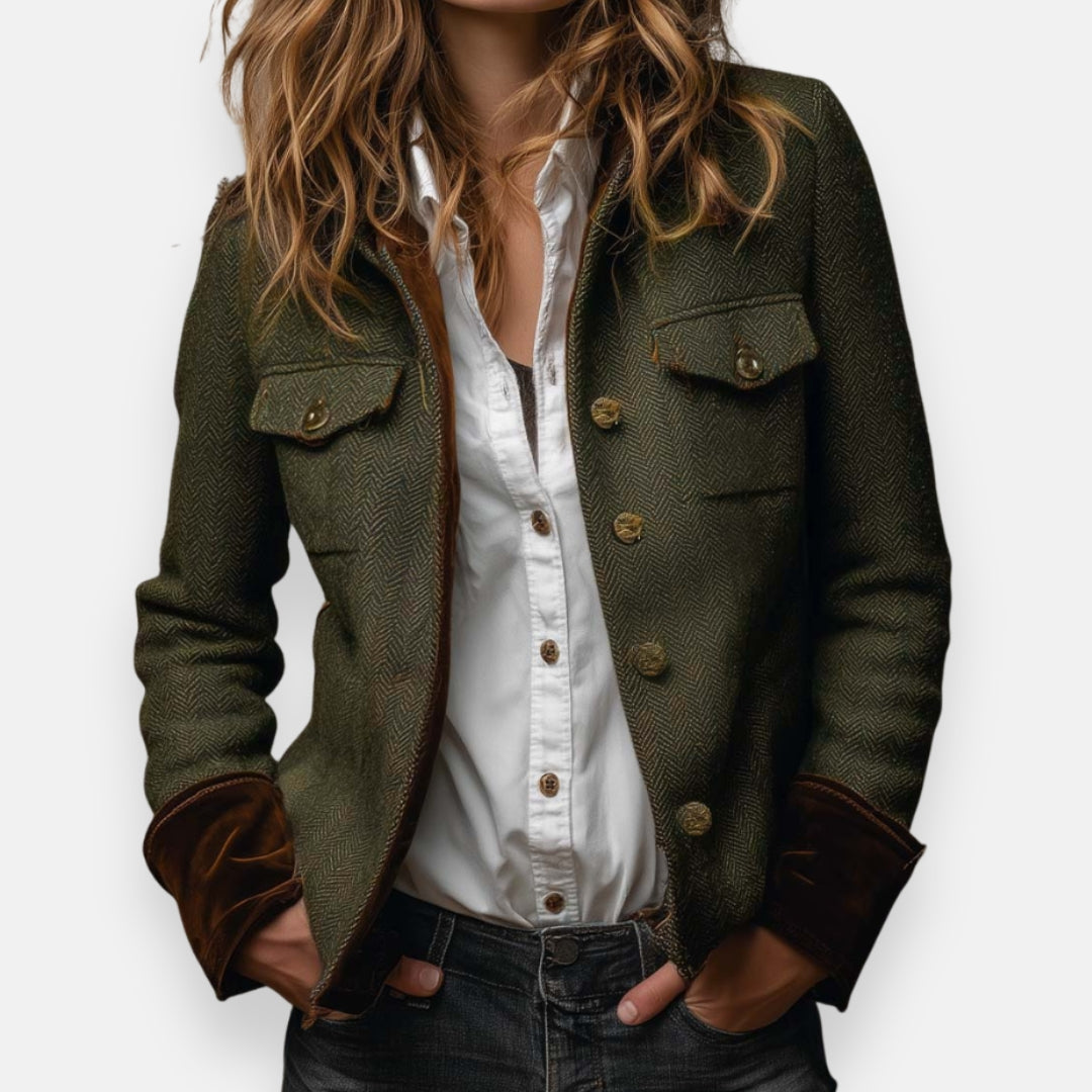 Veste en tweed avec détails en velours
