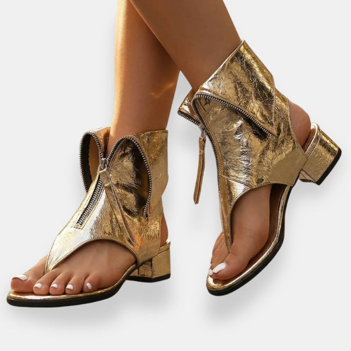 Nicole | Sandales Métalliques Zippées