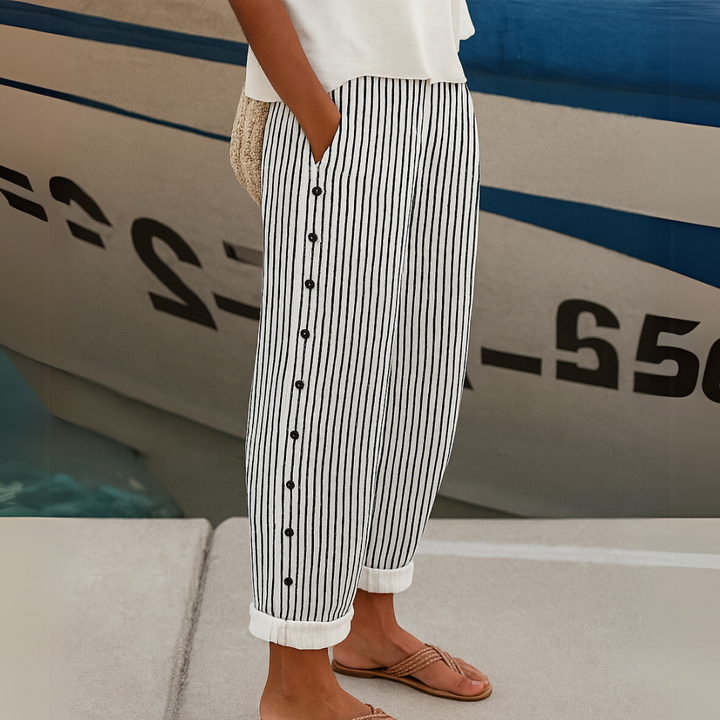 Caitlin | Pantalon à rayures élégantes avec boutons