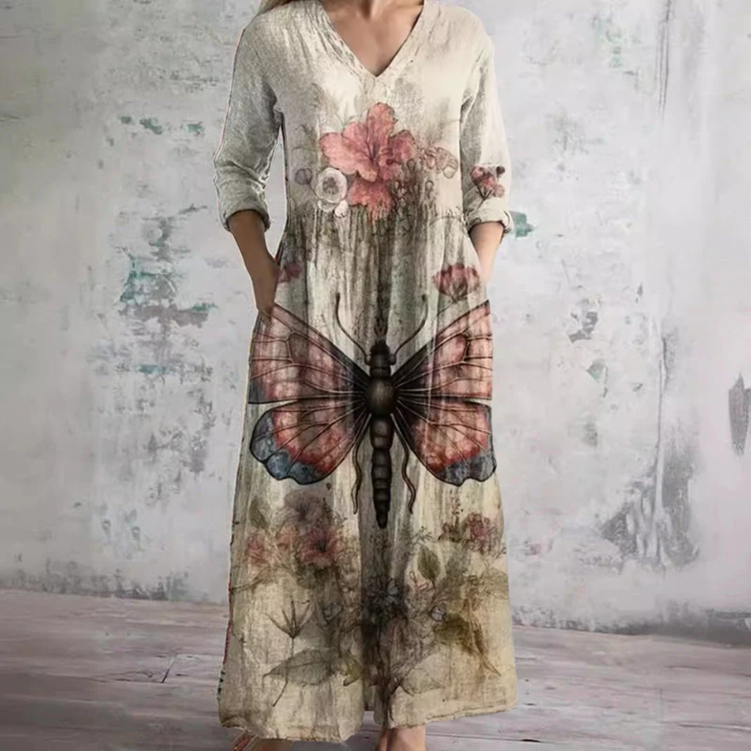 Evelyn™ | Robe Florale d'Été - Beige