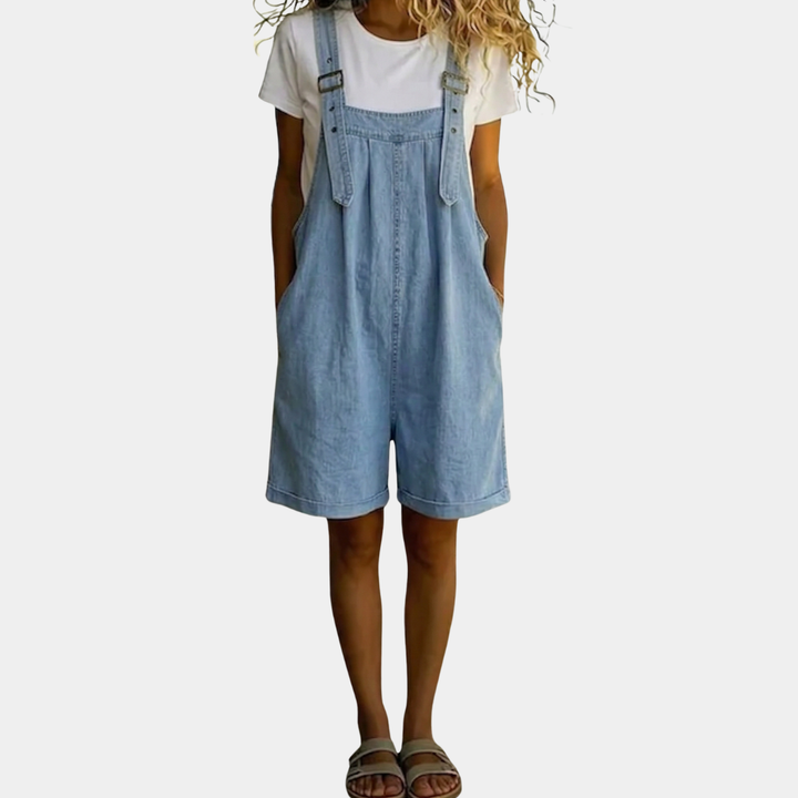 Salopette Courte Saylor Bleu Clair - Coton Lavé Vintage