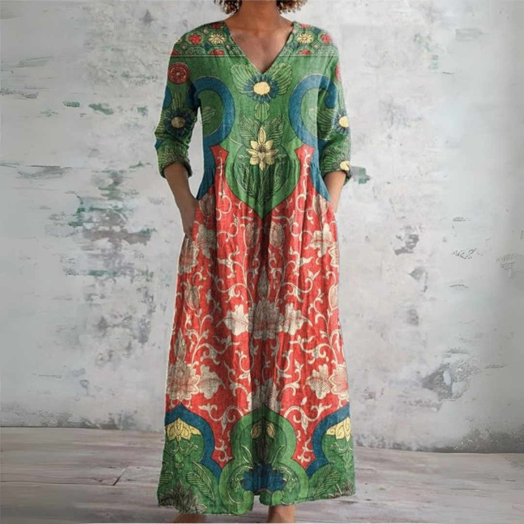 Judith | Robe Maxi Florale Vintage - Multicolore