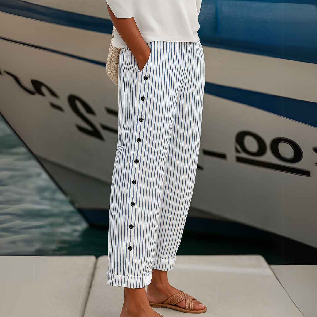 Caitlin | Pantalon à rayures élégantes avec boutons