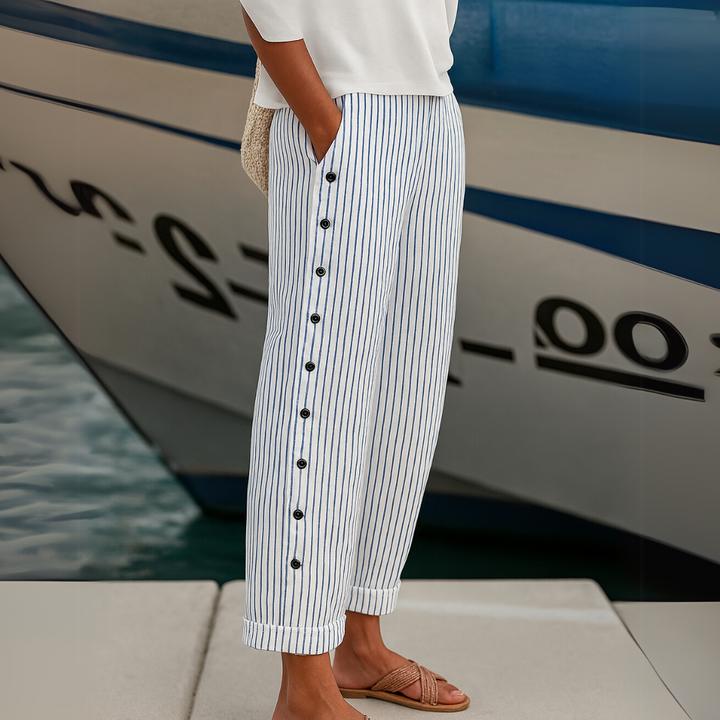 Caitlin | Pantalon à rayures élégantes avec boutons