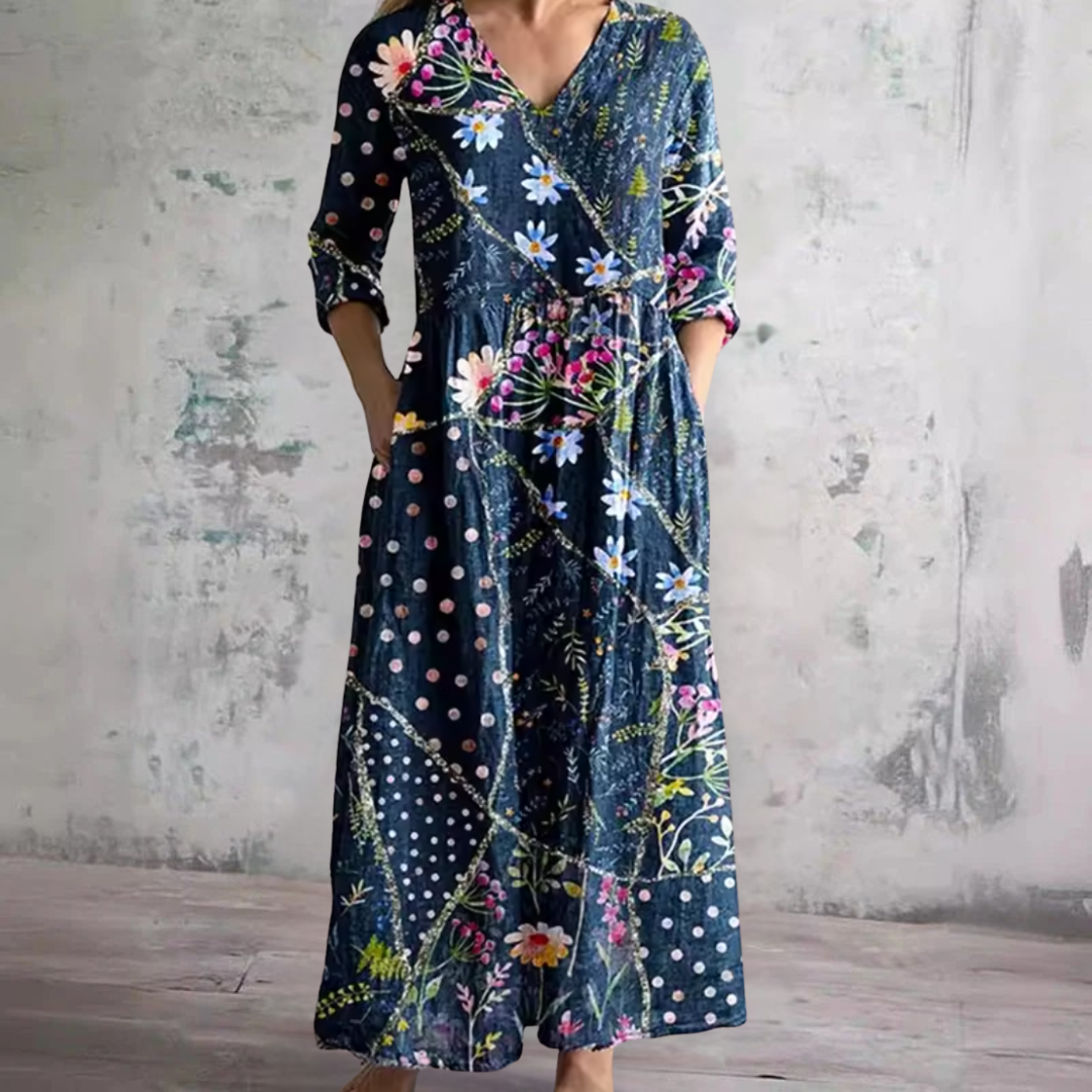 Linda™ | Robe Florale d'Été - Marine