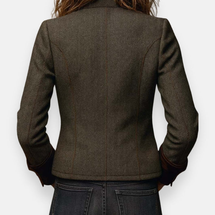 Veste en tweed avec détails en velours