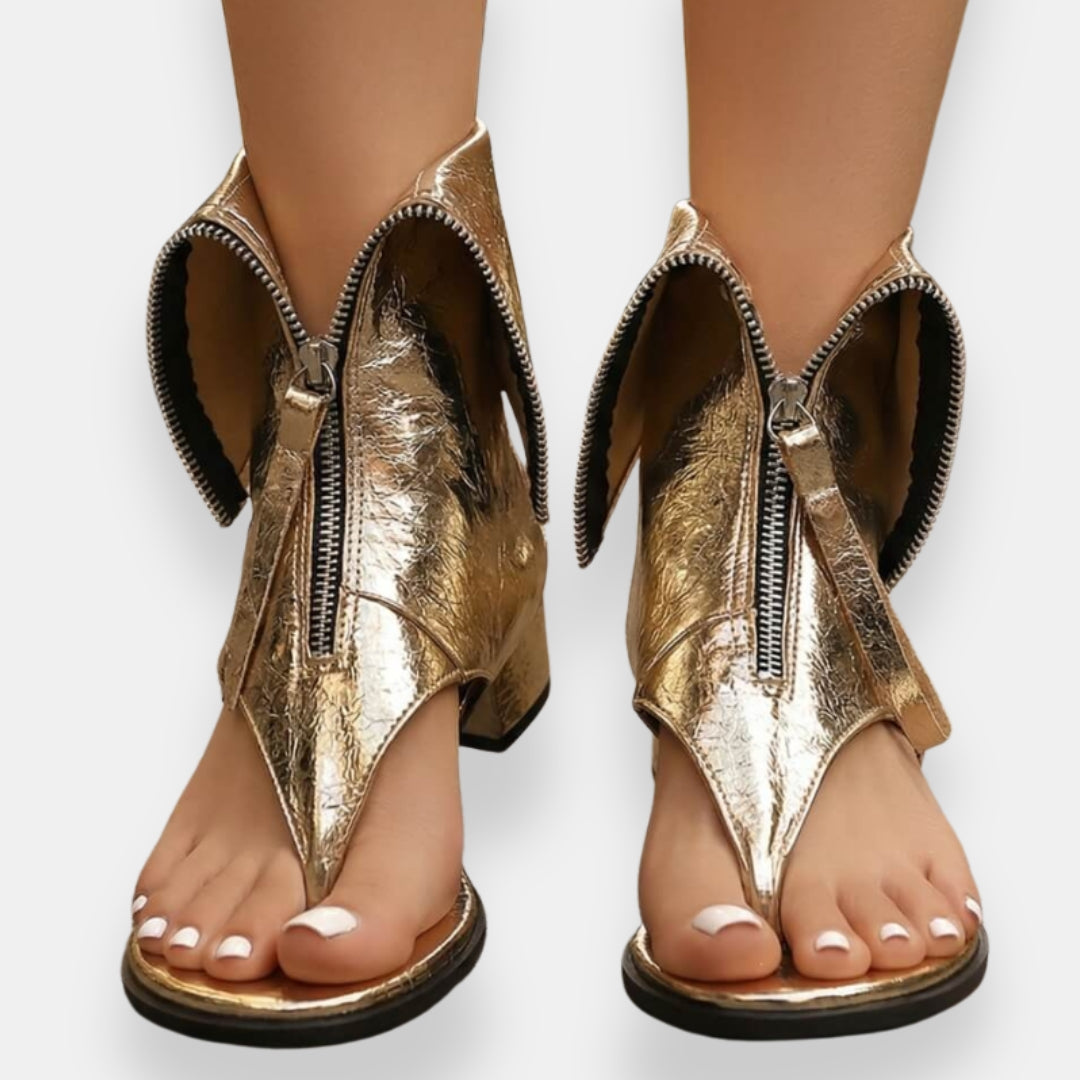 Nicole | Sandales Métalliques Zippées