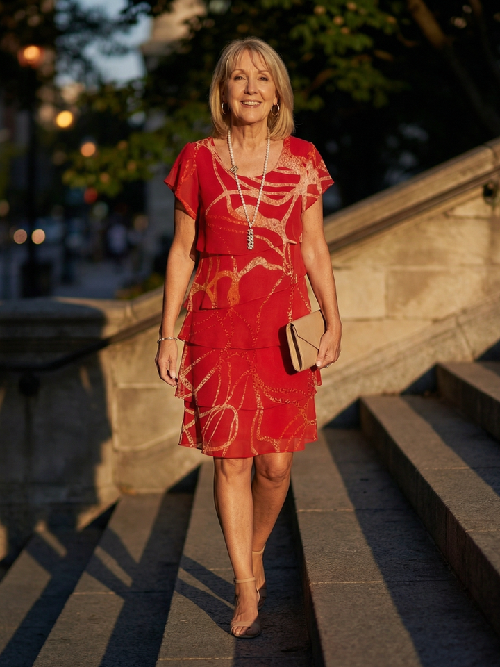 Nora | Robe douce abstraite longueur genou