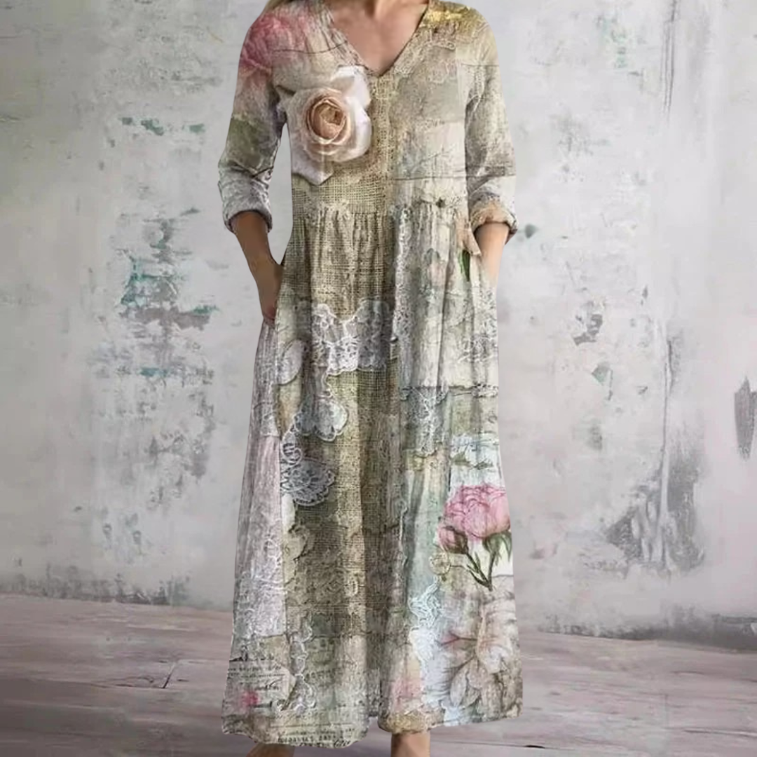 Fiona™ | Robe Florale d'Été - Beige