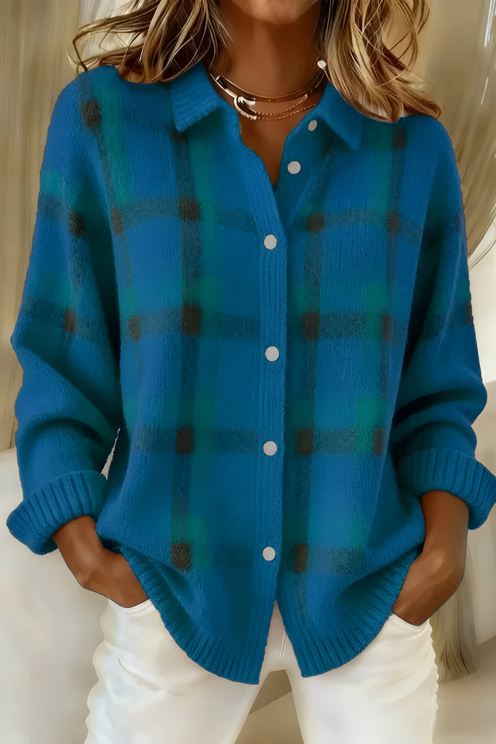Tesa™ | Cardigan en Maille à Carreaux Doux