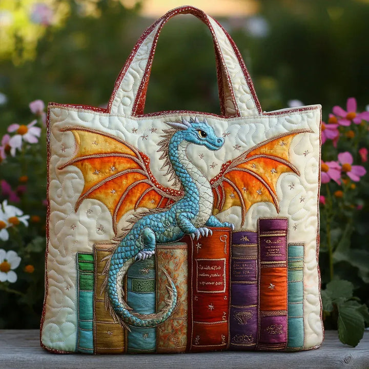 Sac matelassé - Dragon émeraude gardien des livres