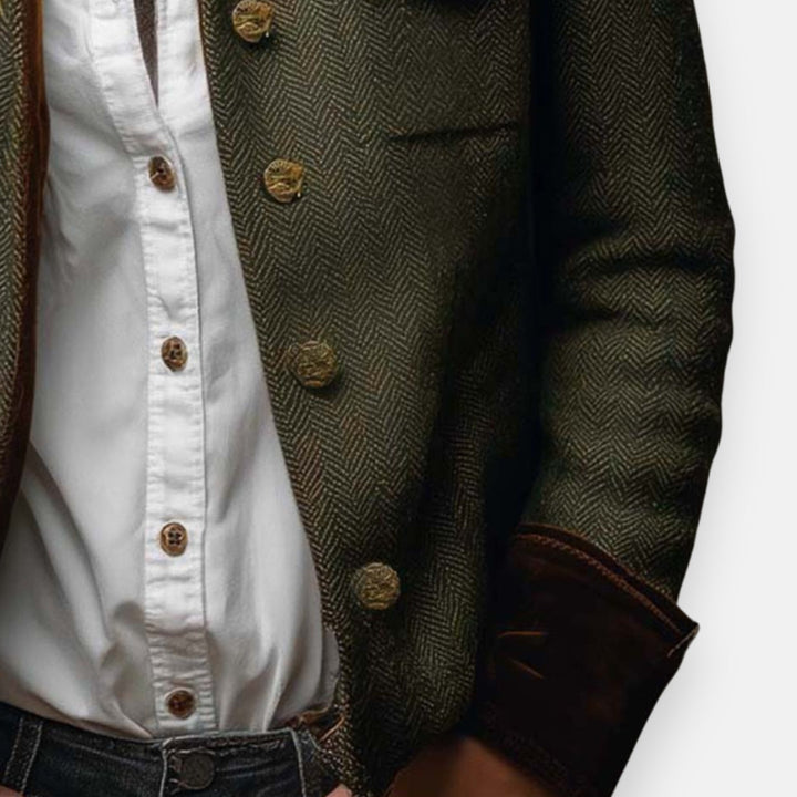 Veste en tweed avec détails en velours