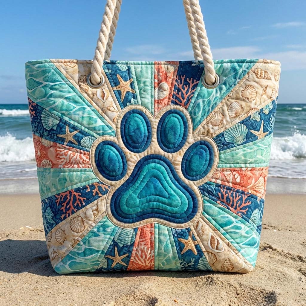 Sac de Plage Matelassé Empreinte de Patte