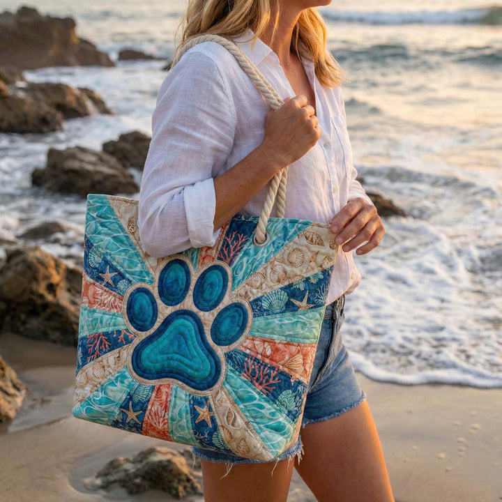 Sac de Plage Matelassé Empreinte de Patte