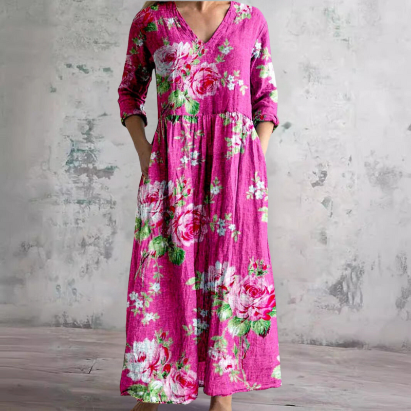 Fiona™ | Robe Florale d'Été - Rose Vif
