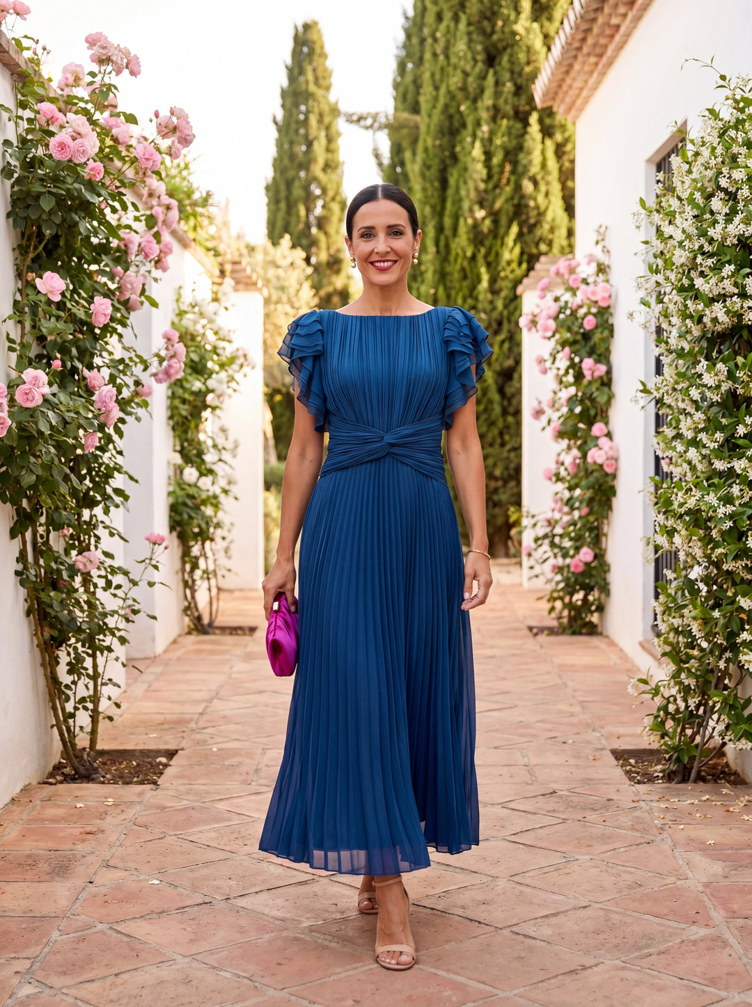 Lara | Robe Plissée - Bleu
