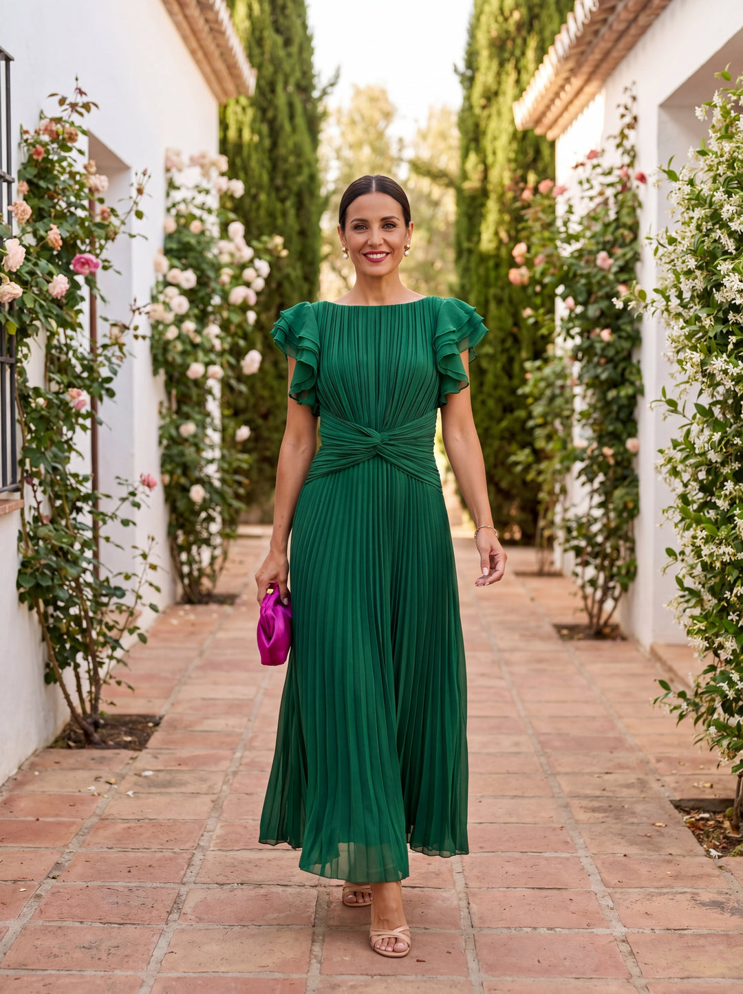 Lara | Robe Plissée - Vert