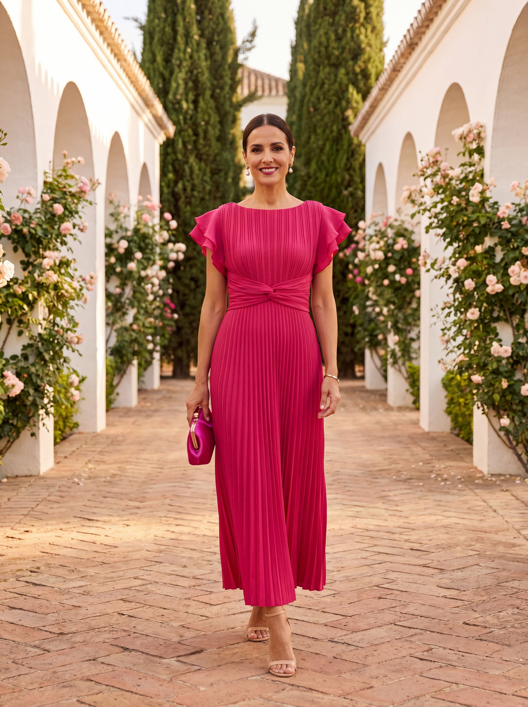 Lara | Robe Plissée - Rose