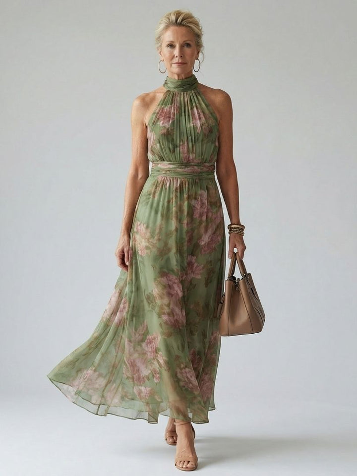 Mirelle | Robe midi à col licou froncé