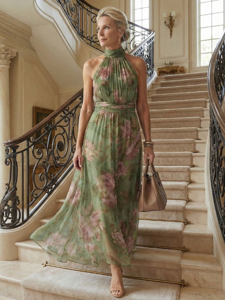 Mirelle | Robe midi à col licou froncé