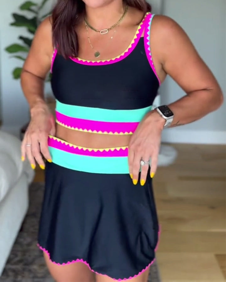 Myra | Maillot de Bain Trois Pièces Élégant Color Block