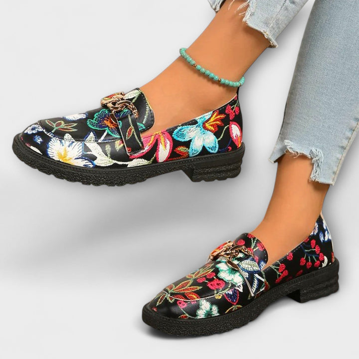 Rosalie™ | Mocassins à Motifs Floraux Multicolores