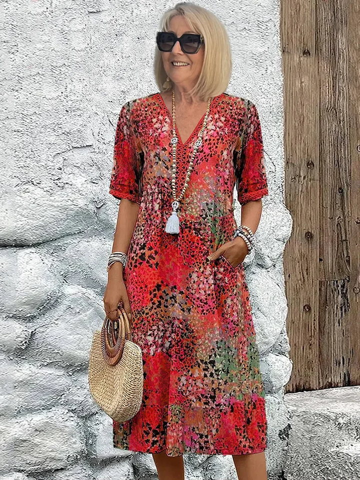 Elara | Robe midi élégante à imprimé