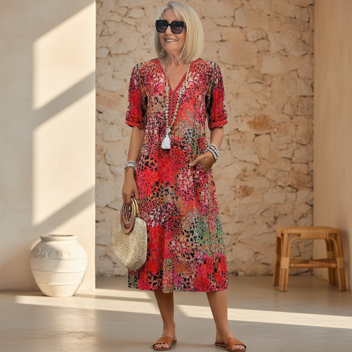 Elara | Robe midi élégante à imprimé