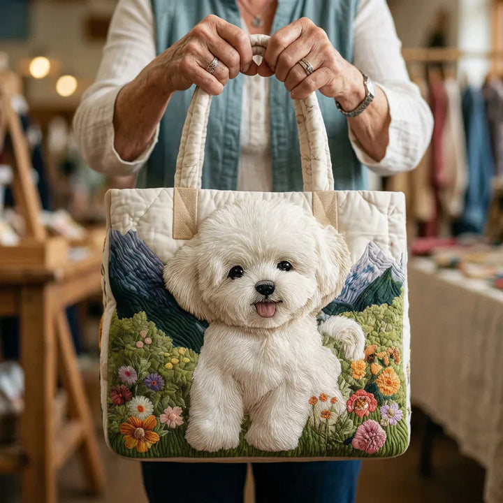 Sac matelassé artisanal - Chien enchanté