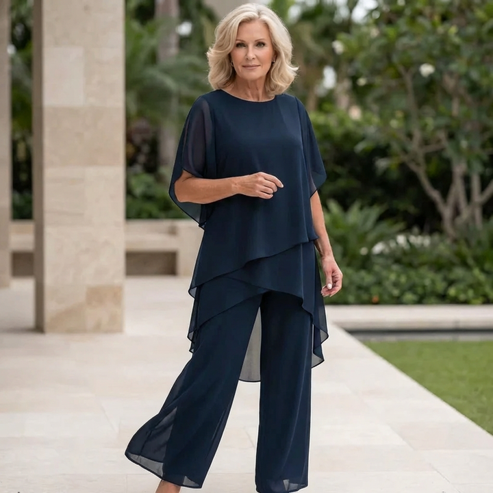 Mary | Ensemble avec pantalon palazzo drapé