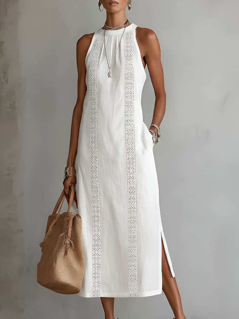 Jimena Robe Midi Lin - Blanc