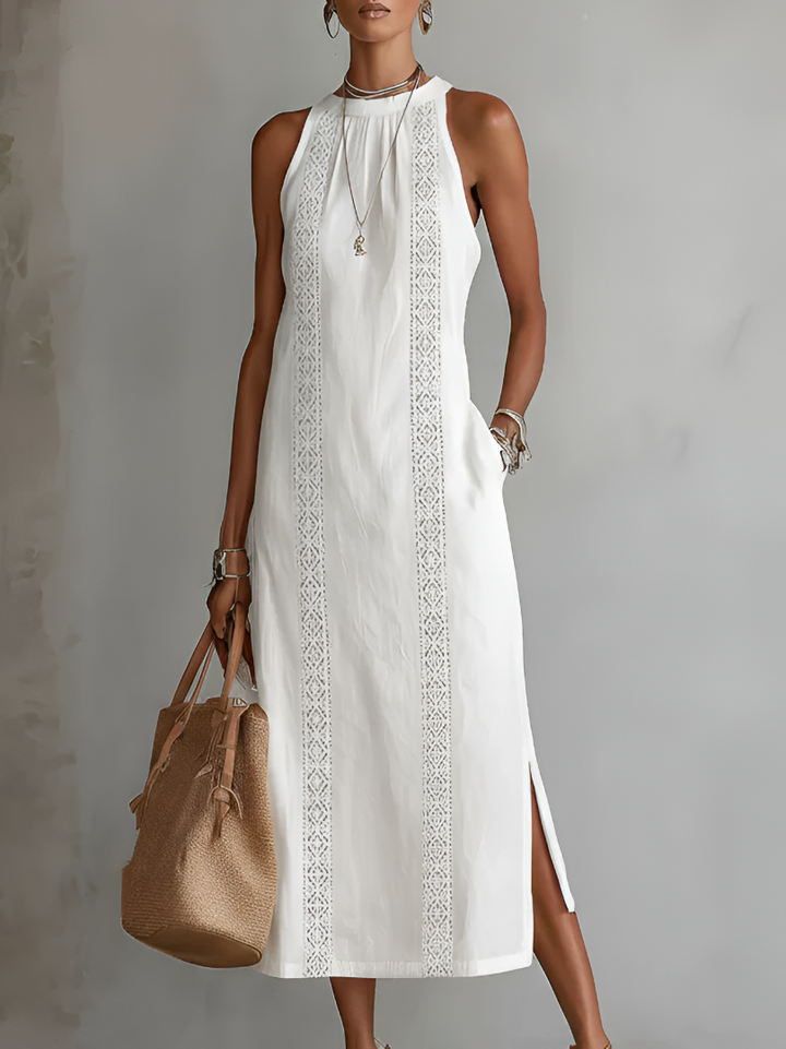 Jimena Robe Midi Lin - Blanc