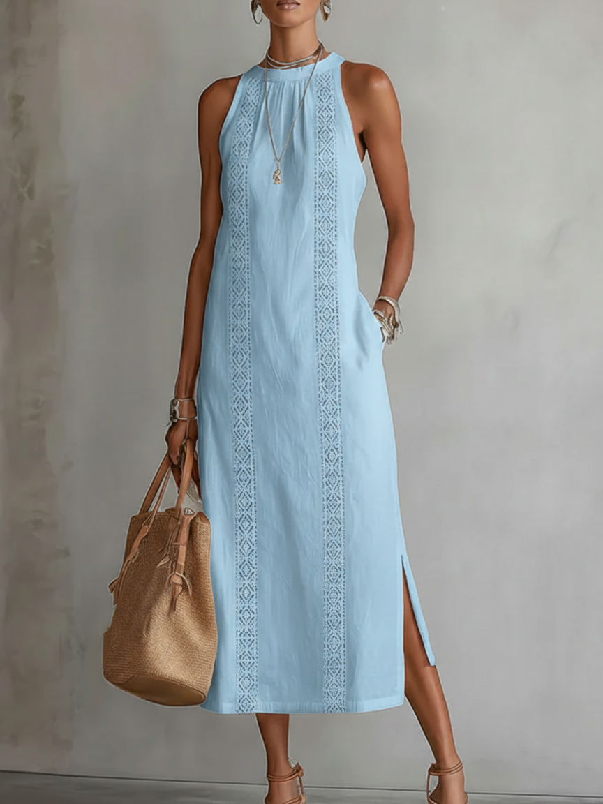 Jimena Robe Midi Lin - Bleu