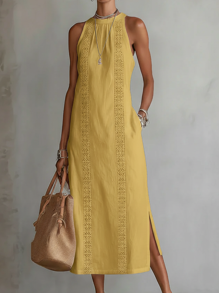 Jimena Robe Midi Lin - Jaune