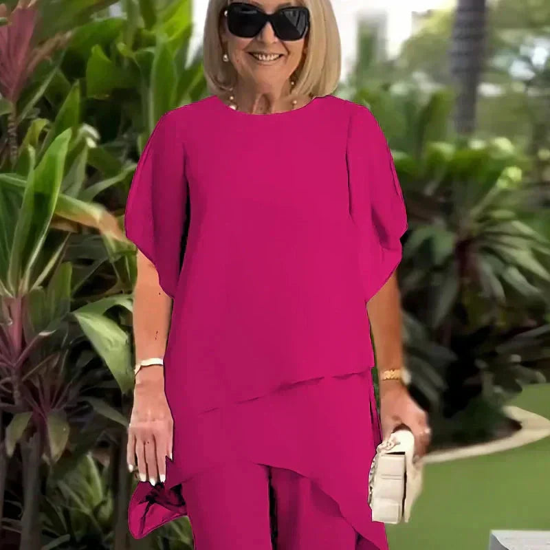 Mary | Ensemble avec pantalon palazzo drapé