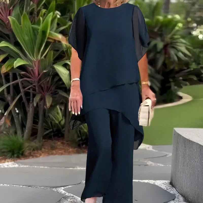 Mary | Ensemble avec pantalon palazzo drapé