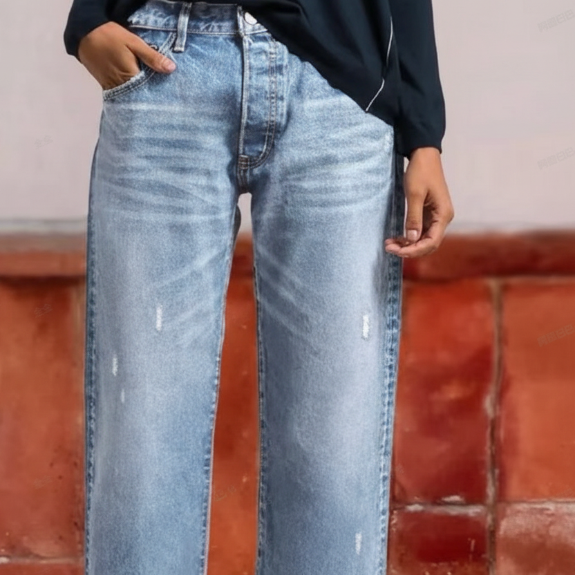 Aberjean™ | Jean Droit Rétro - Bleu Clair